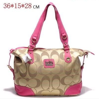 Coach Poppy Logo Style Large Fuchsia Pink Totes EUK - Click Image to Close